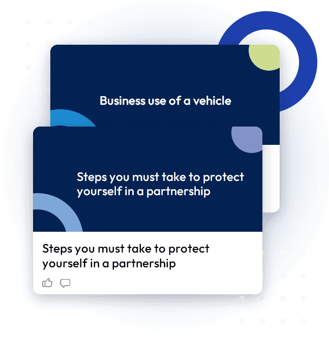 cards for articles on various business topics